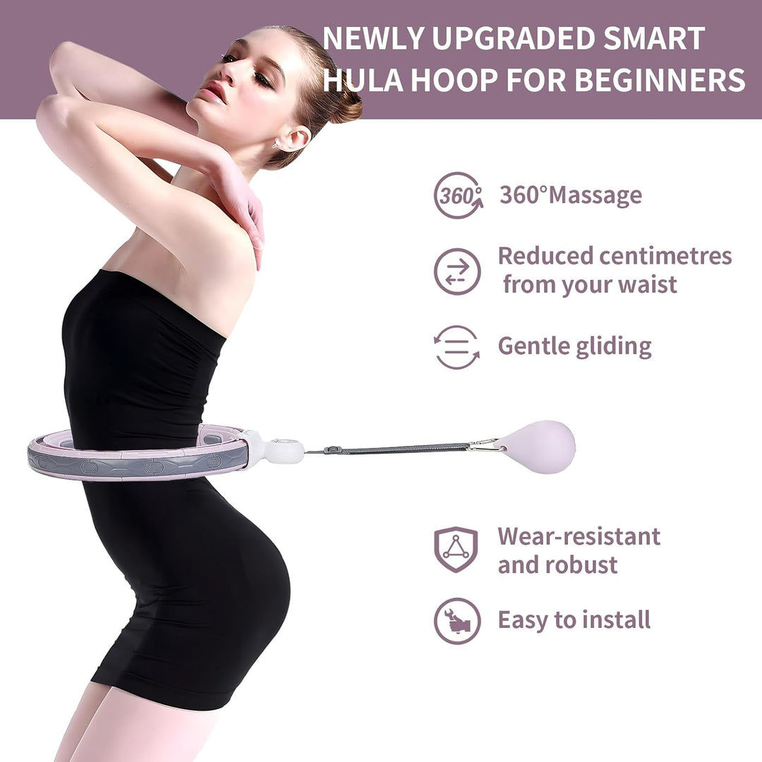 Smart Hula Hoop, Leise Fitness Reifen Erwachsene, hullahub mit Gewicht Ball, 16 Knoten Fit Hoop Reif