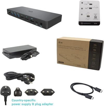 i-tec USB-C Dockingstation 3x4K mit 100W Stromversorgung - 2X DisplayPort 1x HDMI 1x GLAN 4X USB 3.0