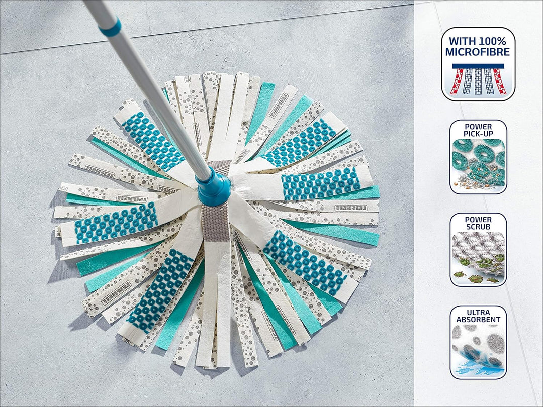 Leifheit Set Power Mop 3-in-1 mit saugstarken Fasern, komplettes Wischset mit Wischmopp und Eimer, W