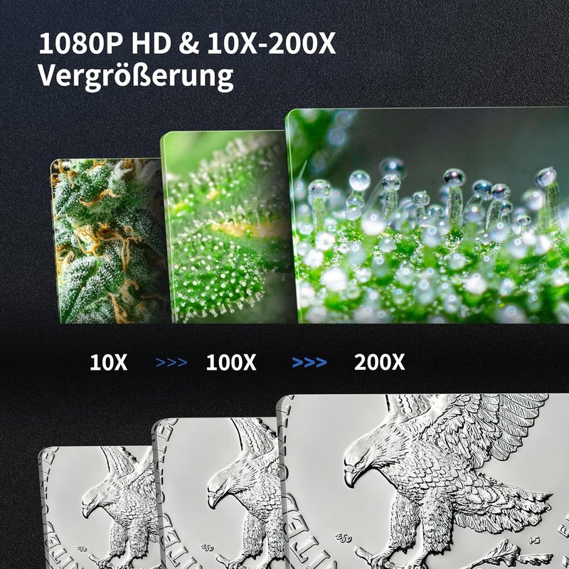 Handy-Mikroskop, Ashfly USB Mikroskop für Kinder 10 Bis 200X tragbares Taschenmikroskop, 3 Stufen ei