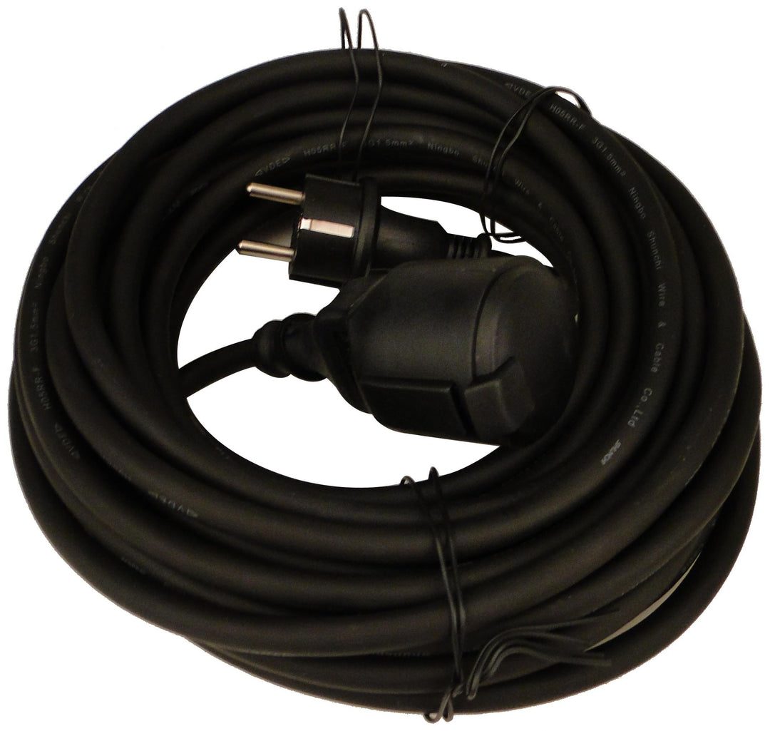 UNITEC Gummi-Verlängerung H05RR-F 3G1,5mm² 25m, IP 44, schwarz