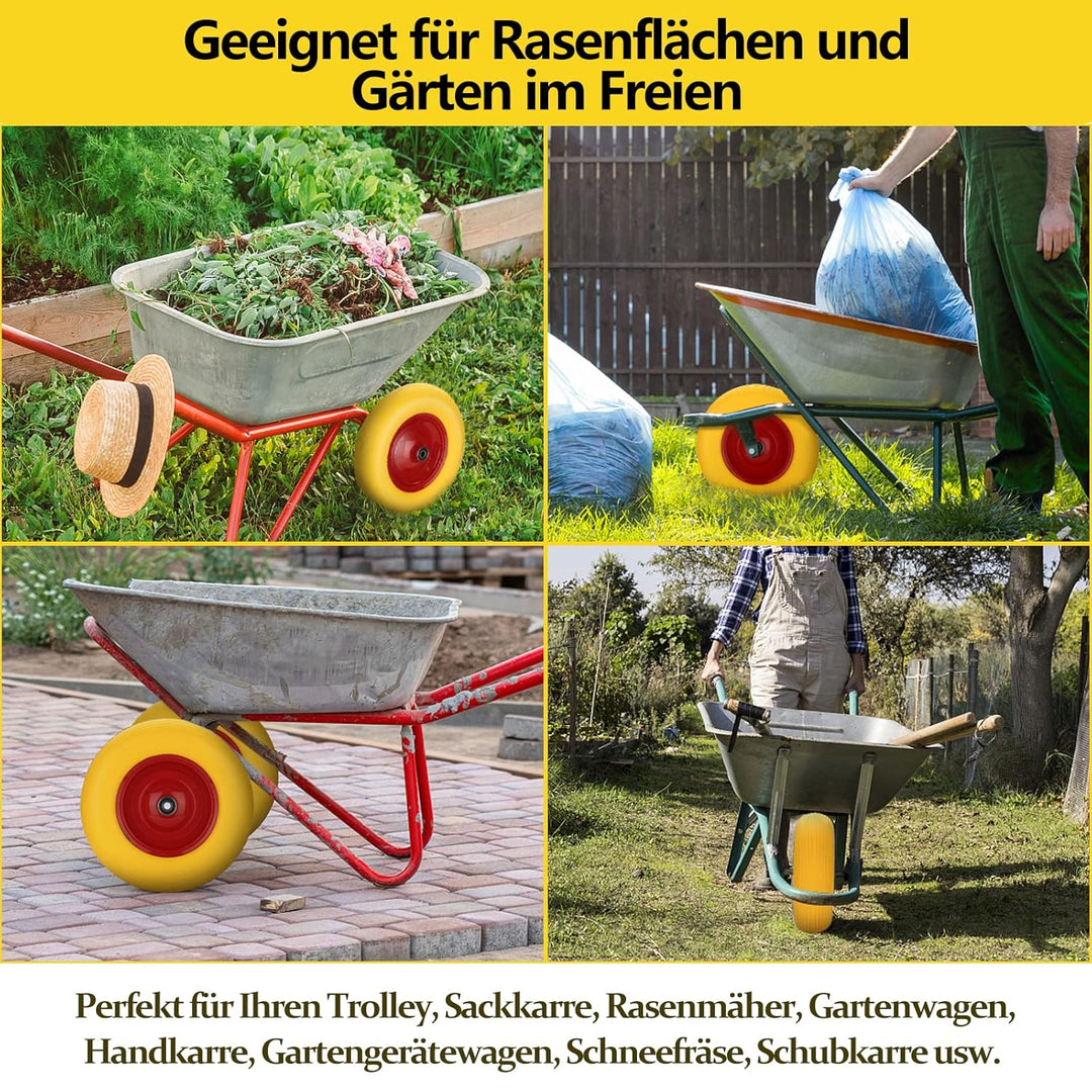 Gimisgu Schubkarrenrad 4.80 4.00-8 Vollgummi mit Achse Schiebkarrenrad Luftrad Ersatzrad Gummirad Pa