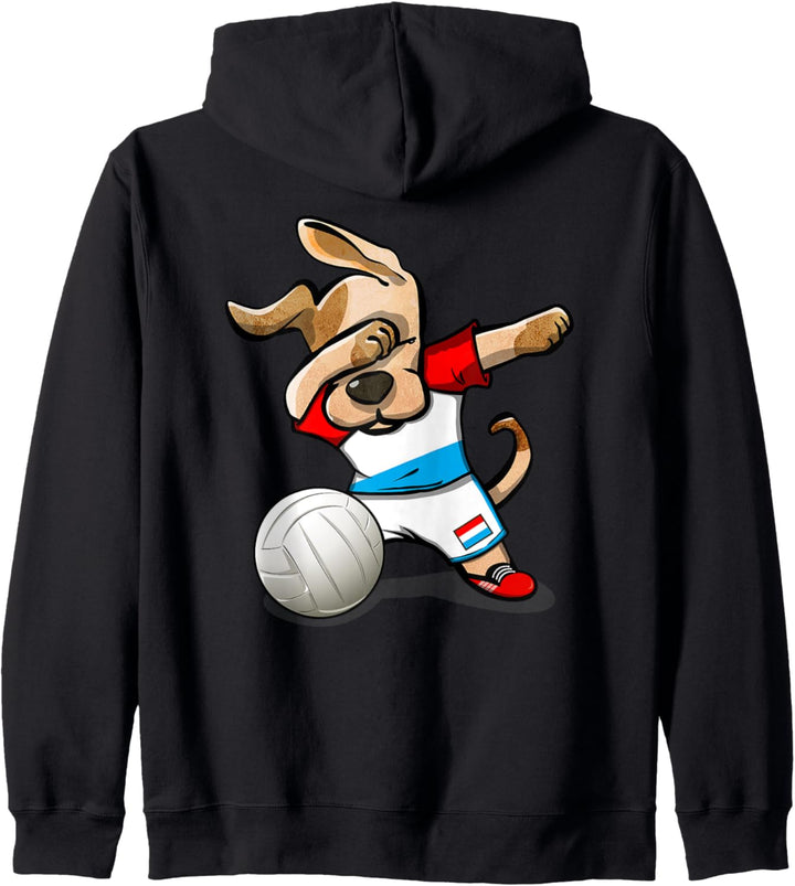 Tupfender Hund Luxemburg Volleyball Luxemburger Flagge Sport Kapuzenjacke
