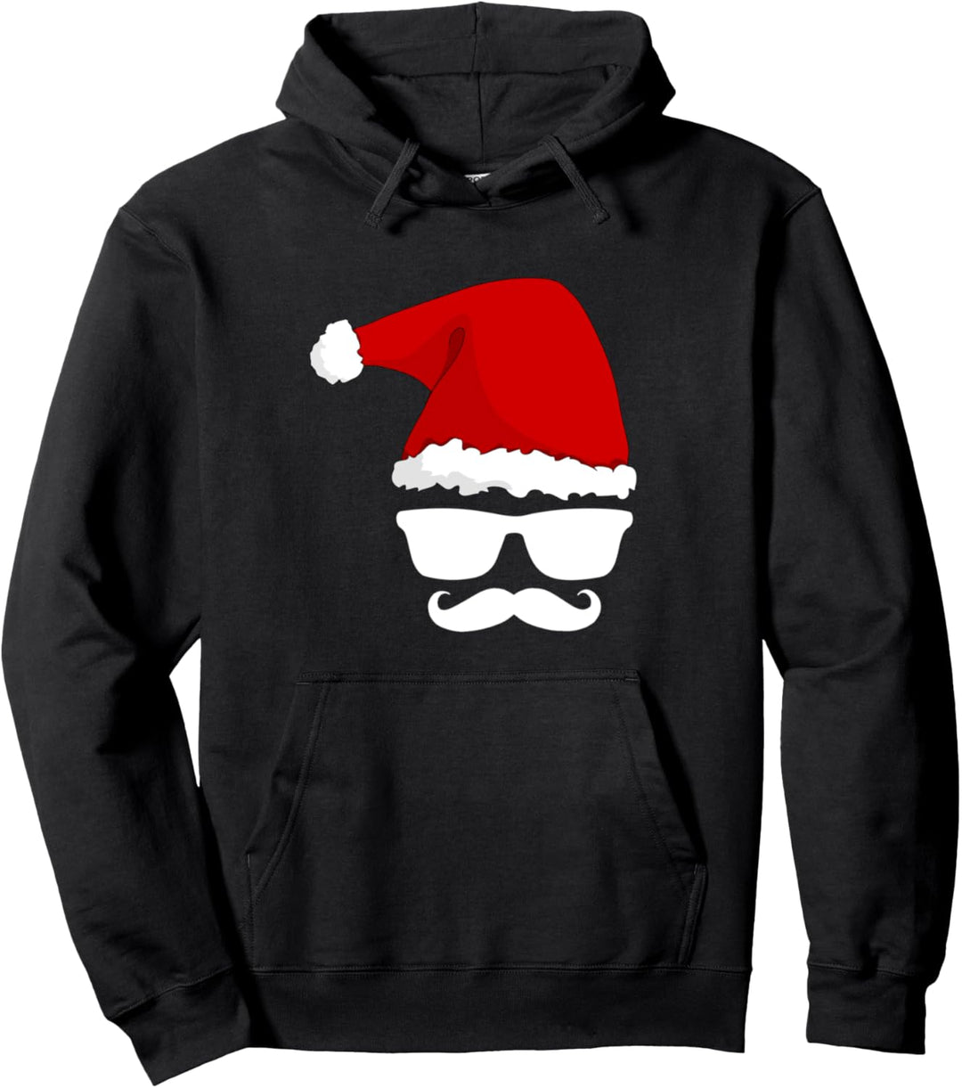 Weihnachtsmann Weihnachtsmütze Bart Sonnenbrille Weihnachts Pullover Hoodie
