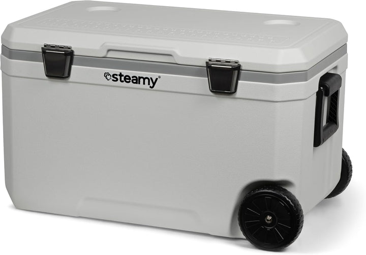 Steamy Marine 70 Roller Kühlbox mit Rollen, 70 Liter, Weiss
