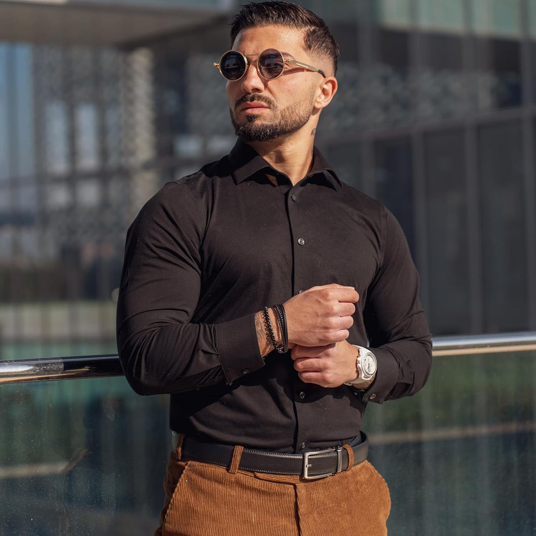 SERASAR Premium Lederarmband für Männer | Magnetverschluss aus Edelstahl in Schwarz, Silber & Gold |