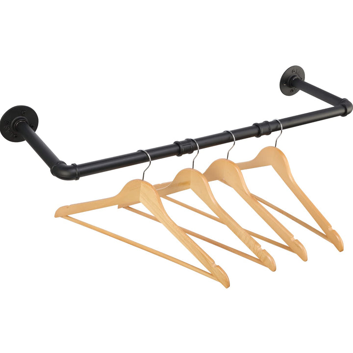 Kleiderstange Wandmontage 70cm, Wand Industrierohr Garderobenstange Metall für Kleiderbügel, Schwarz