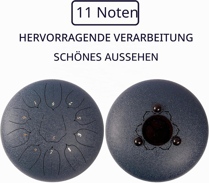 LOMUTY Stahlzungentrommel, 12 Zoll 30 cm Steel Tongue Drum, C-Dur 11 Noten, Handtrommel HandPan Drum