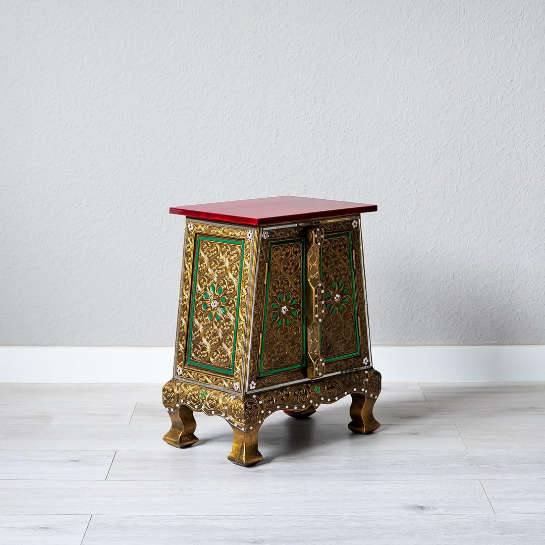 livasia Kleines asiatisches Schränkchen | Asiatischer Glasmosaik-Schrank | Asiatisches Nachtschränkc