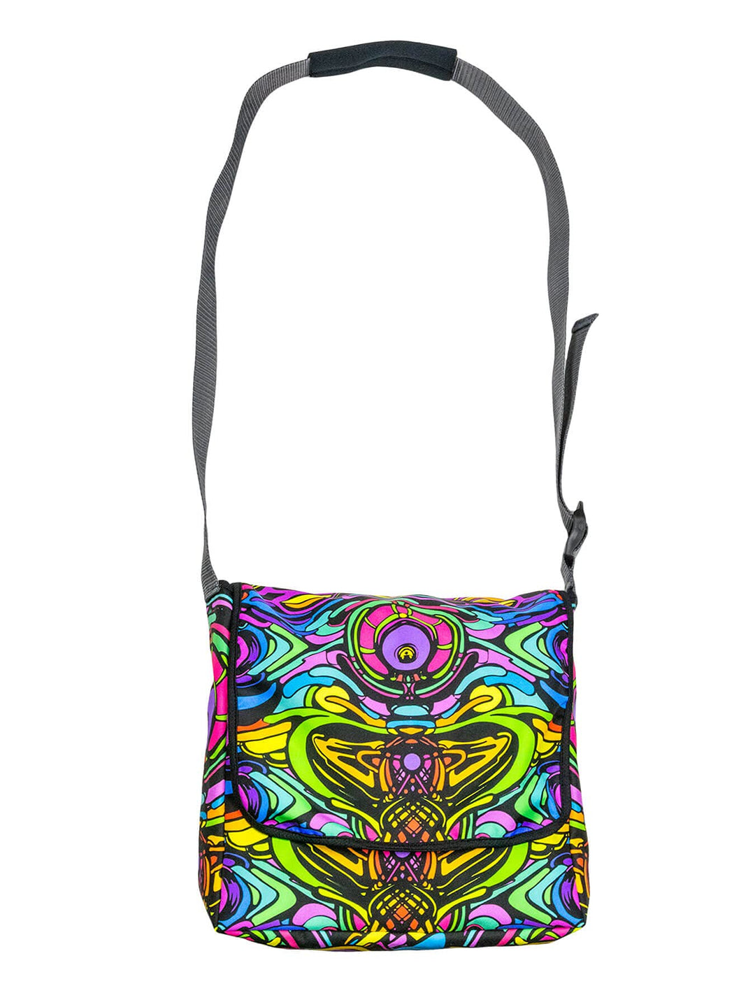 PSYWORK Schwarzlicht Umhänge Tragetasche Neon Dragon Temple Neon UV-aktiv wasserabweisend