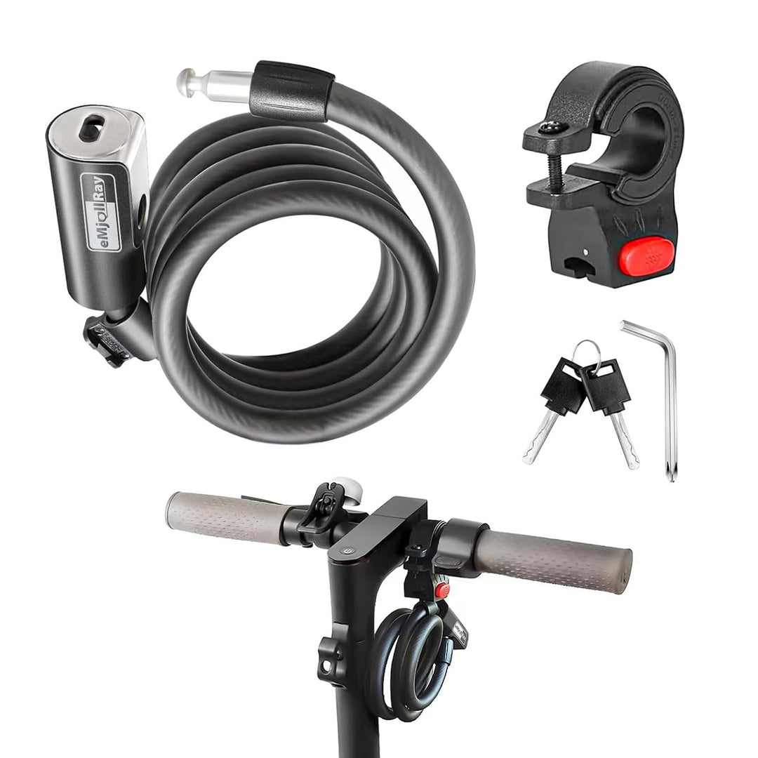 eMjollRay Hochsicheres Fahrradschloss und E Scooter Schloss, 1.2M Kabel mit Halterung und Tasche, Si