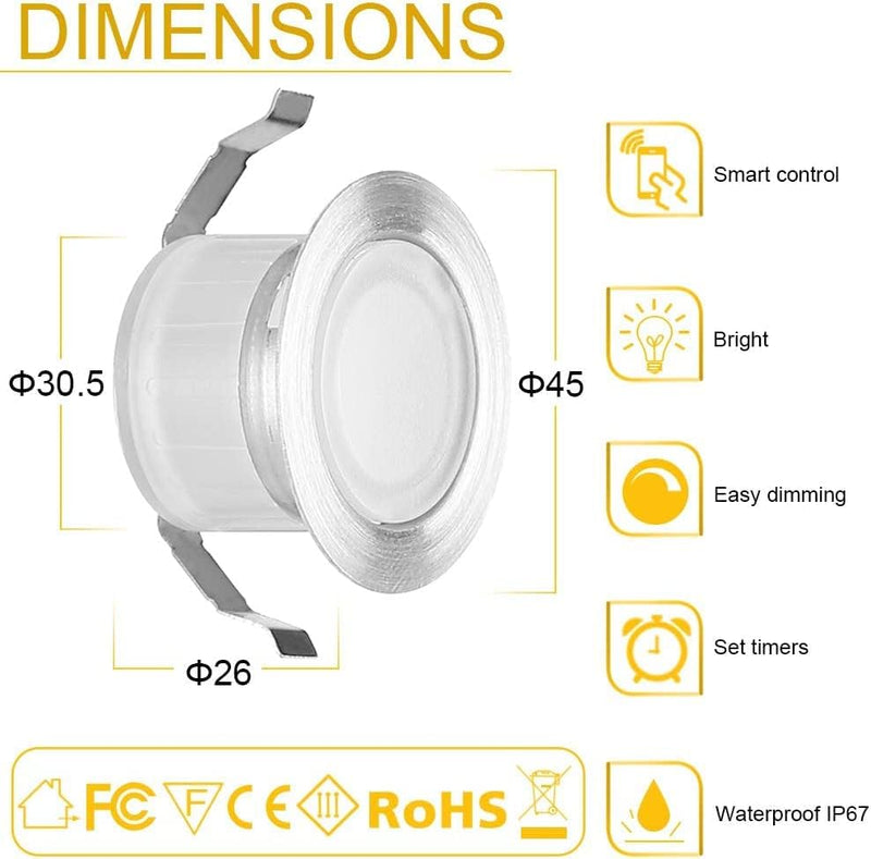 LED Deckenstrahler Einbauleuchte, 10er Spotlight Bodeneinbauleuchte (warmweiss) wasserdicht IP67 1W