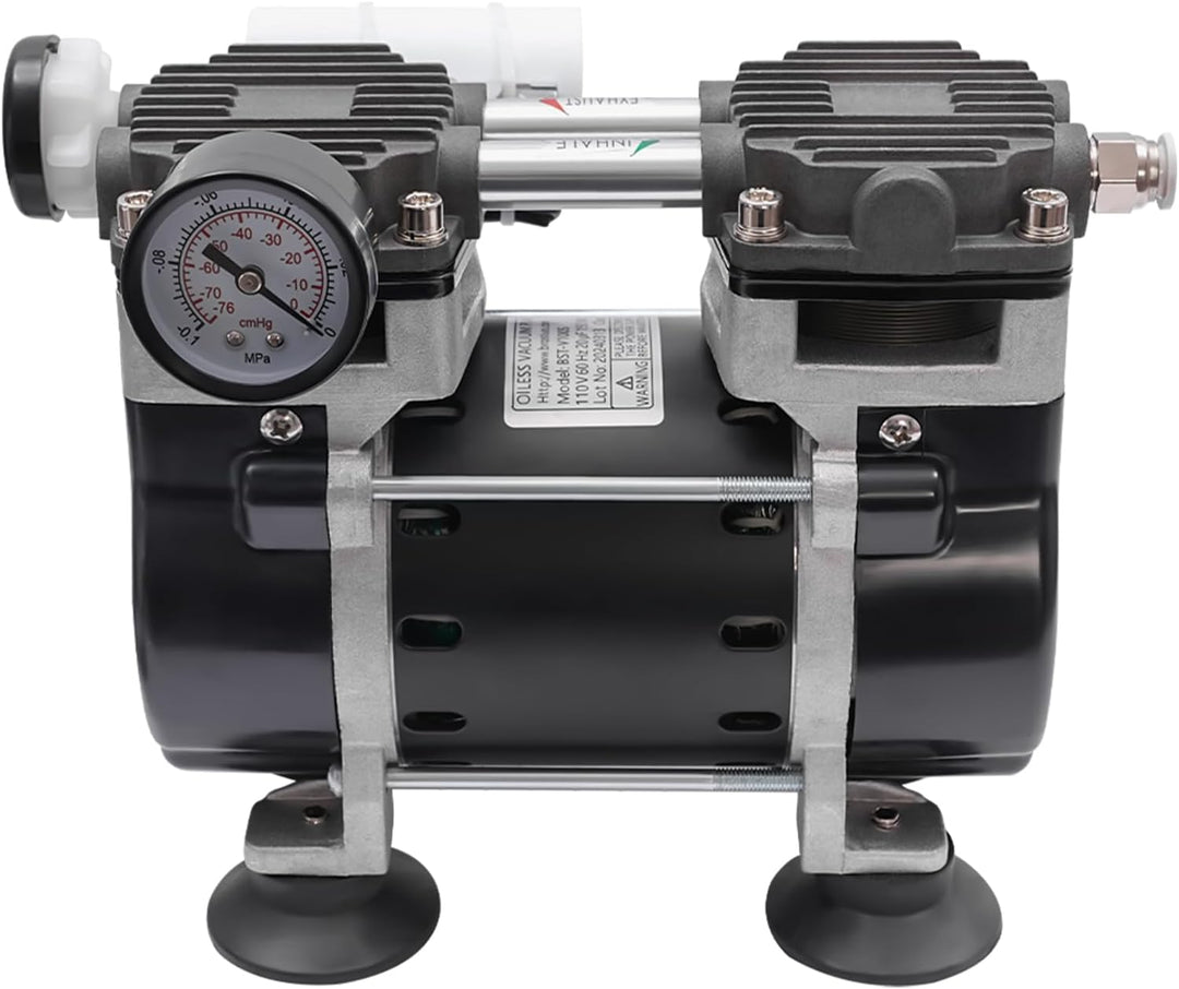 VonVVer Airbrush Kompressor - Vakuumpumpe 48dB Airbrushkompressor 2 Zylinder ölfrei Druckluft Kompre