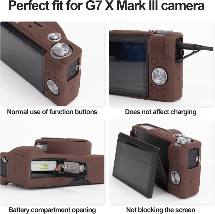 Rieibi Silikon-Schutzhülle für Canon G7X Mark III Hülle, G7X Mark III Zubehör mit 2 Stück Displaysch