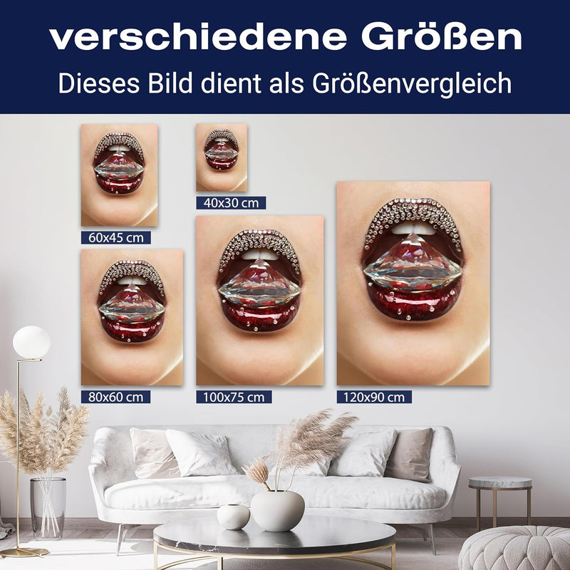 wandmotiv24 Leinwandbild 260 g/m² - Kunstdruck auf Leinwand - Wandkunst - Wandbild mit Frauen Lippen