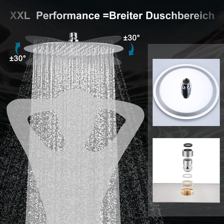 JOHO 304 Edelstahl Kopfbrause Duschkopf Regendusche Einbauduschkopf 30cm Rund D30cm RUND, D30cm RUND