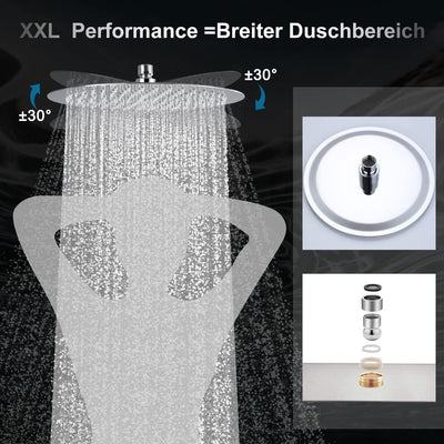 JOHO 304 Edelstahl Kopfbrause Duschkopf Regendusche Einbauduschkopf 30cm Rund D30cm RUND, D30cm RUND