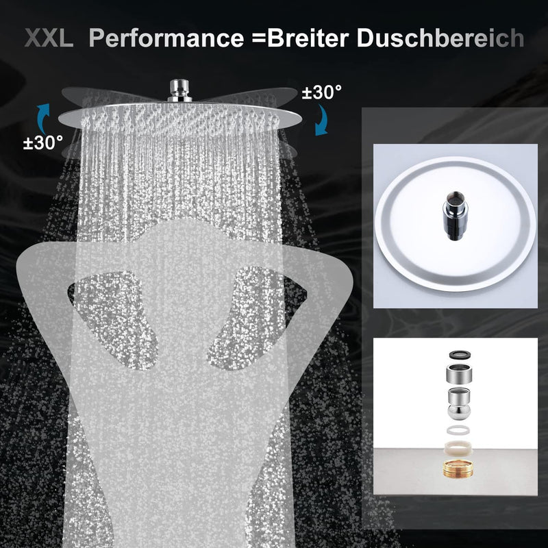 JOHO 304 Edelstahl Kopfbrause Duschkopf Regendusche Einbauduschkopf 30cm Rund D30cm RUND, D30cm RUND