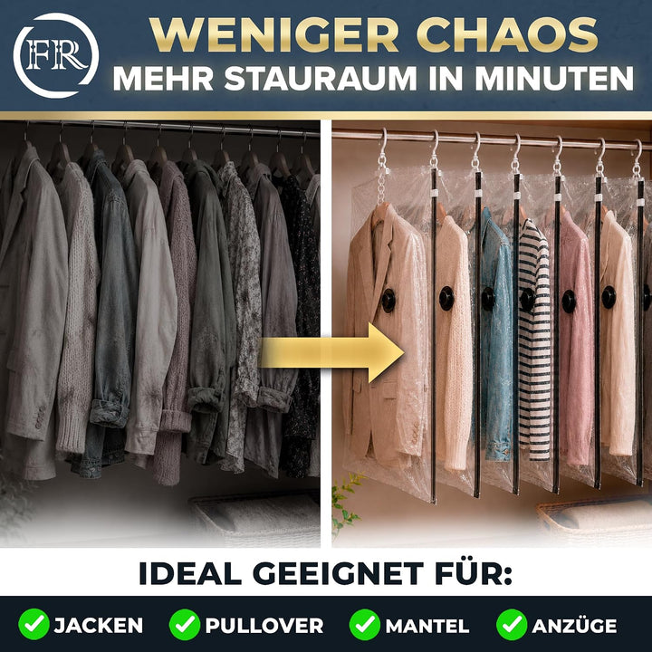 FiRiO Hängende Vakuumbeutel für Kleidung (mit Haken) I 3 STÜCK I Grösse XL: 100x70cm I Grosse Vakuum