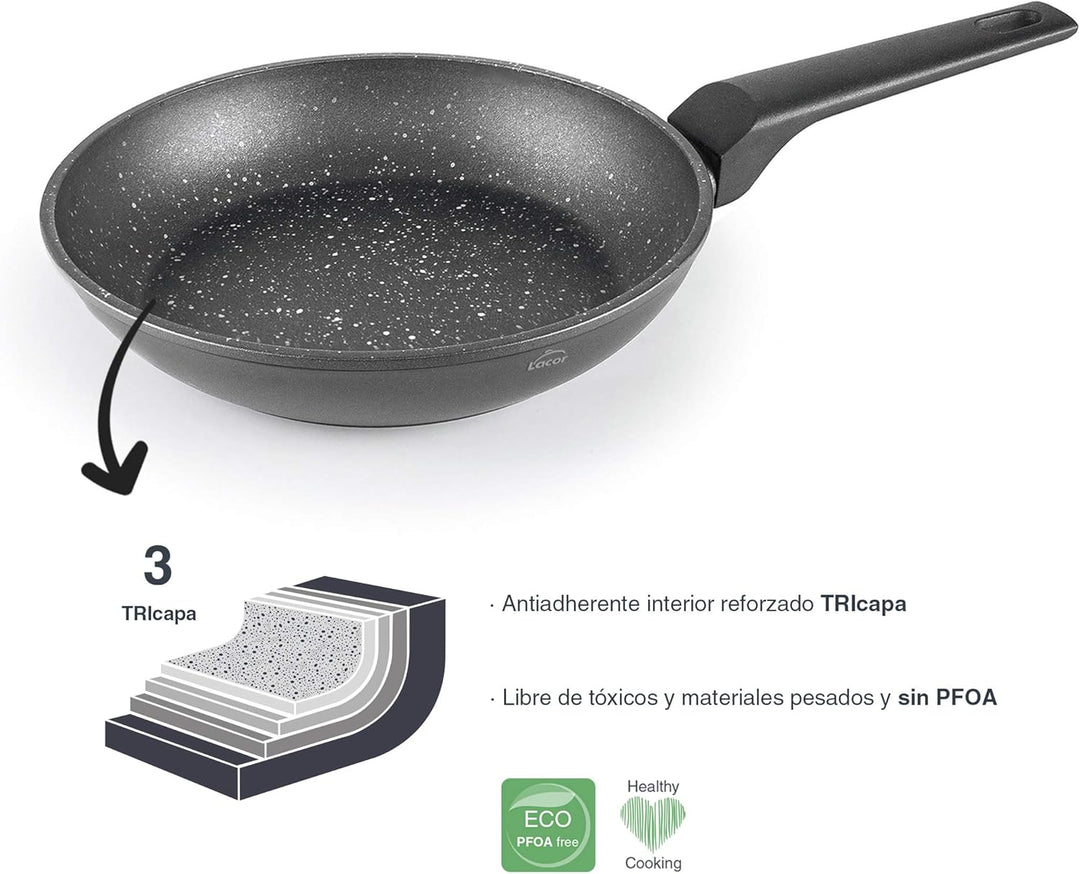 Lacor - 26400 - Set zwei Pfannen geschmiedet Aluminium, Antihaft, geeignet für alle Arten von Küchen