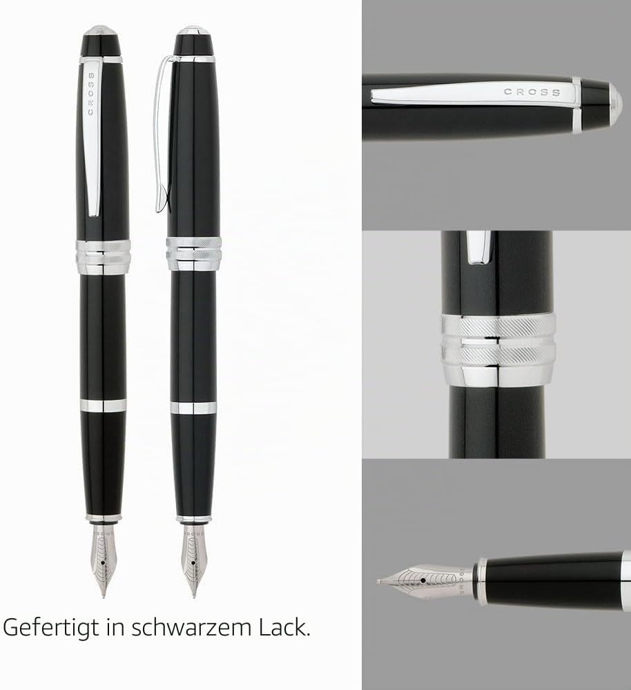 Cross Bailey Füllfederhalter (M-Feder, chromplattierte Beschläge) schwarz-lack, 1 Stück (1er Pack) S