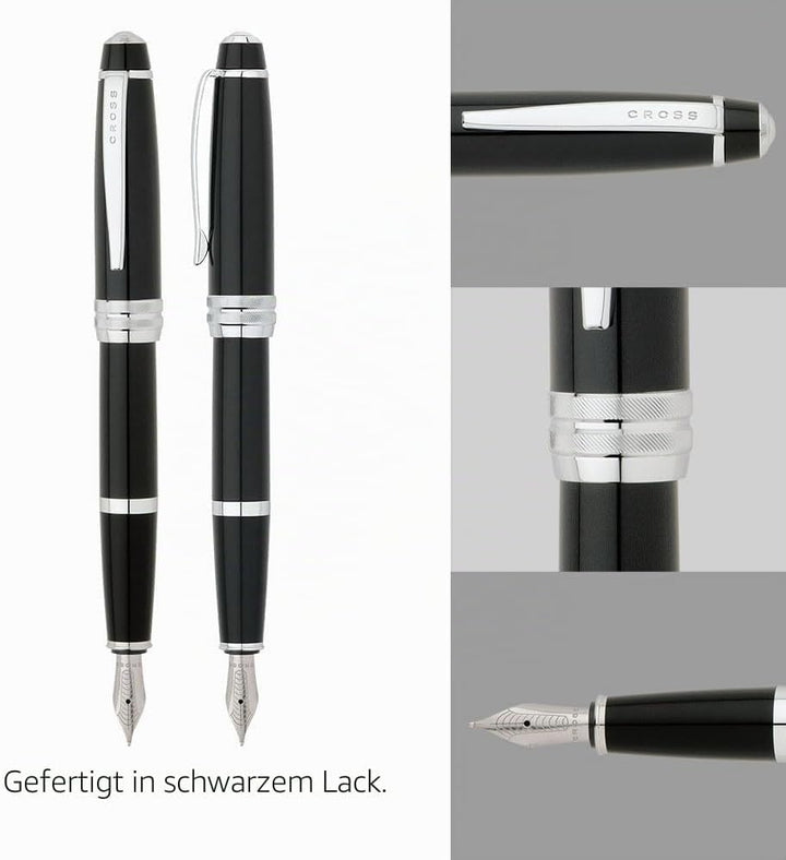 Cross Bailey Füllfederhalter (M-Feder, chromplattierte Beschläge) schwarz-lack, 1 Stück (1er Pack) S