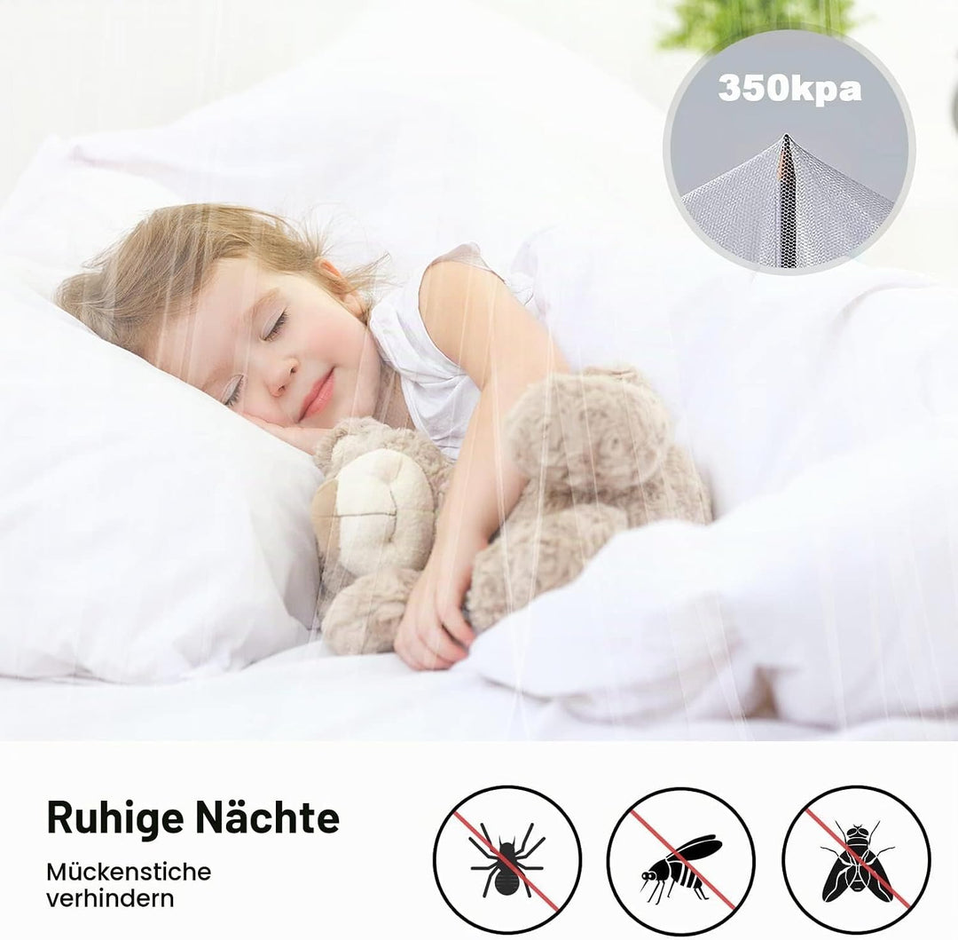 Moskitonetze Bett,Moskitonetz Doppelbett Einzelbett, Mückennetz Bett Netz Faltbar mit Hakenkleber,Be