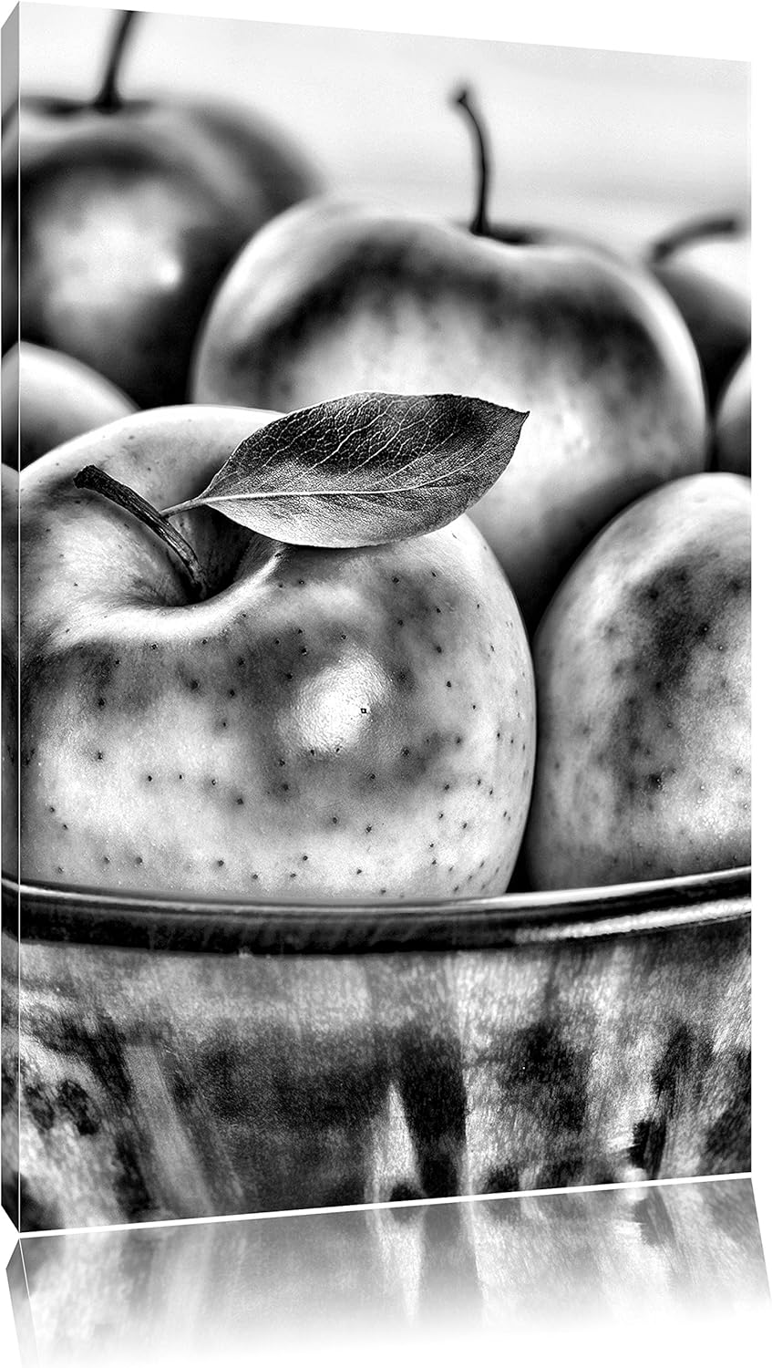 Pixxprint Apfel Schale mit grünen Äpfeln als Leinwandbild/Grösse: 100x70 cm/Wandbild/Kunstdruck/fert