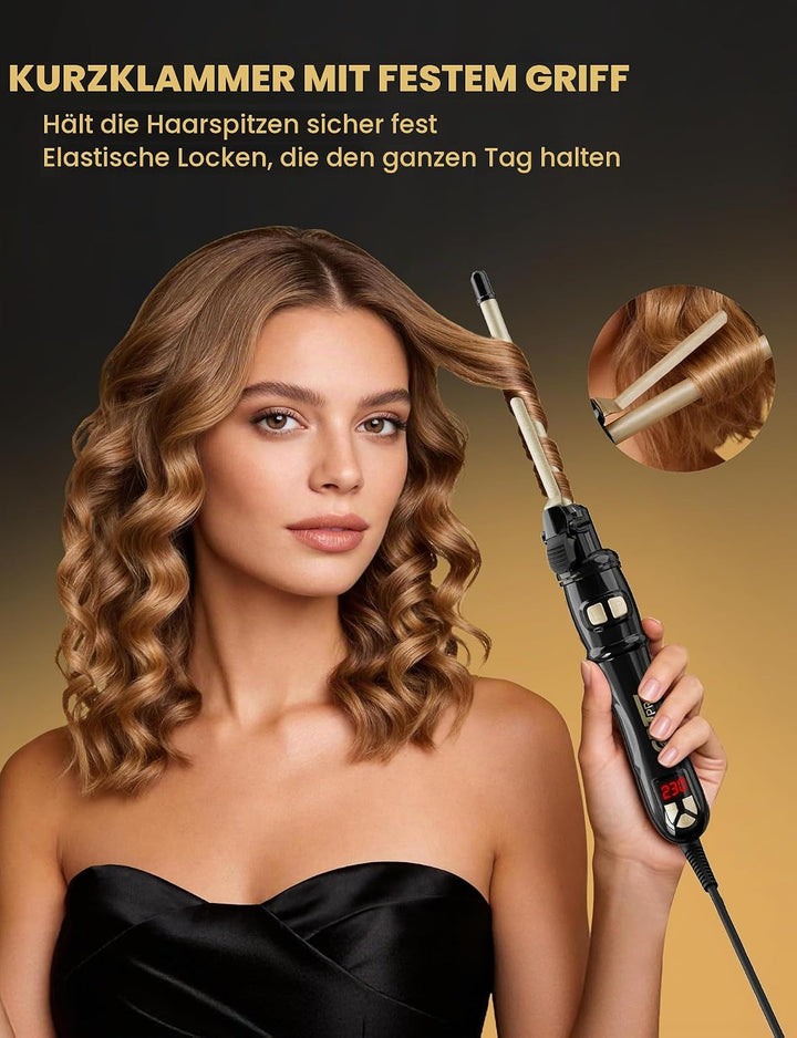 Automatischer Lockenstab mit Rotation 9mm - Profi Lockenstab Kleine Locken mit 14 Heizstufen (100-23