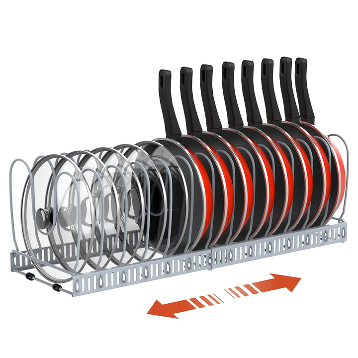 Housolution Pfannenhalter für Schublade, Erweiterbarer Topfdeckelhalter mit 14 Verstellbaren Teiler,