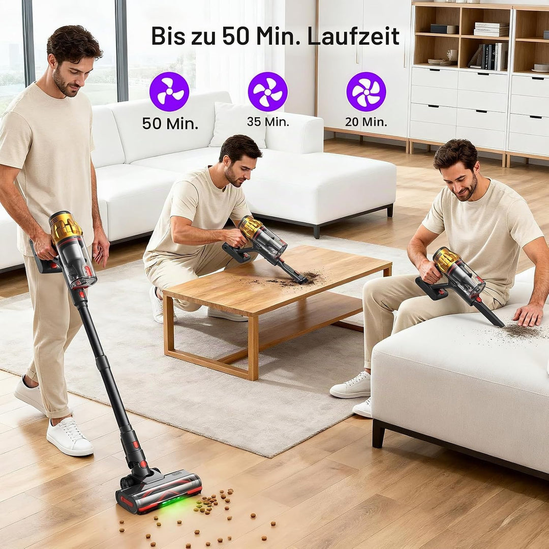 Lubluelu Akku-Staubsauger 50000Pa, kabellos mit Smart Display &amp; Anti-Tangle-Bodenbürste, leicht &amp; fl