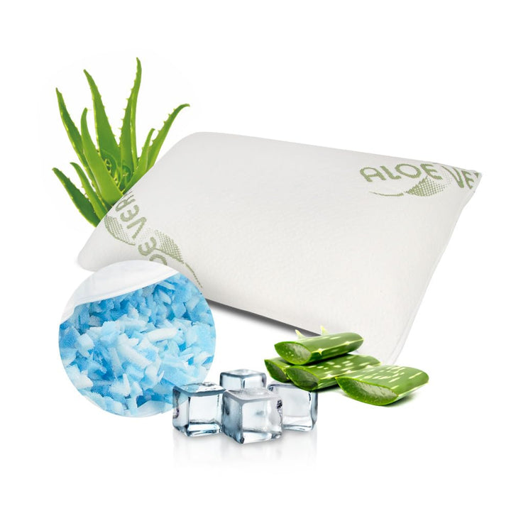 MaxxGoods Reisekissen 24x40x12cm aus Gel-Schaum-Sticks &amp; Aloe Vera Bezug - Kühlkissen mit kühlendem