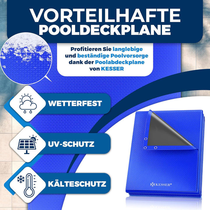 KESSER® Solar Poolabdeckung Pool Abdeckplane Rechteckig 410x220cm Poolplane 200g/m² PE Material Inkl