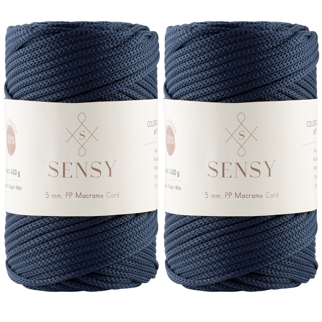 2 Garnstrange Sensy Premium 5 mm 95 Meter Polyester-Seil, 100% Polypropylen-Kordel Makramee-Kordel 5