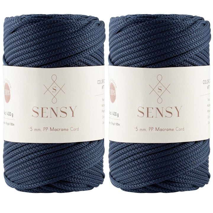 2 Garnstrange Sensy Premium 5 mm 95 Meter Polyester-Seil, 100% Polypropylen-Kordel Makramee-Kordel 5