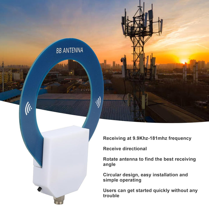 Mini Loop Shortwave Antenna Directional SW Compact Ring Antenne mit 10-30 DBUV-Einstellungsfunktion