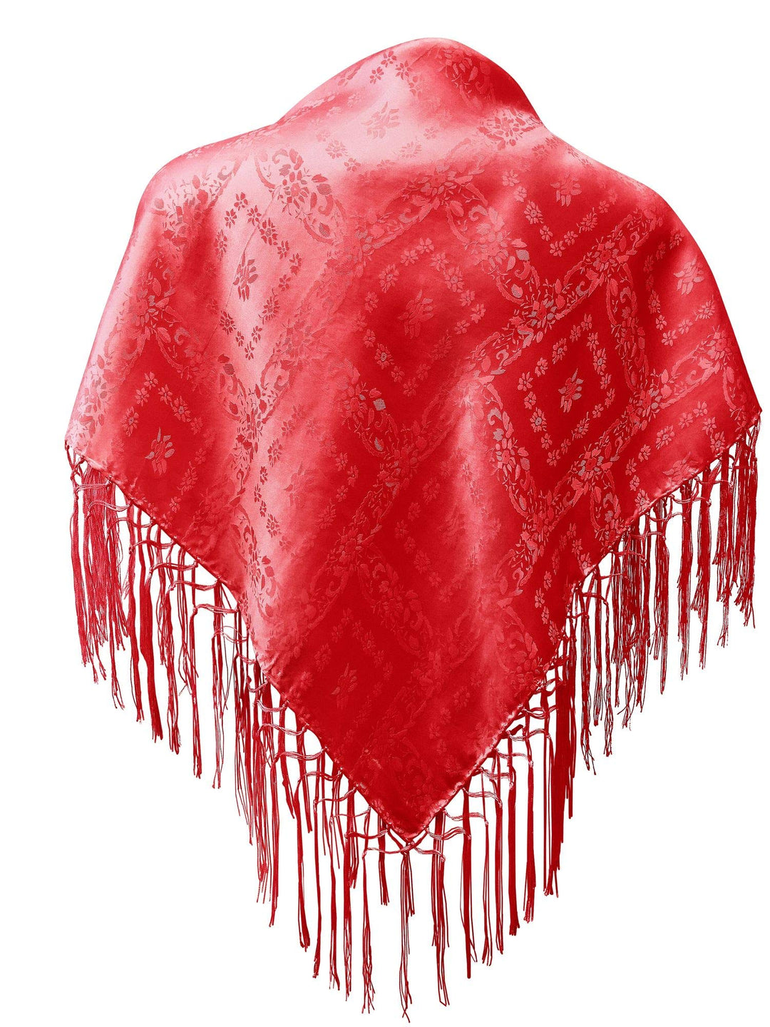 Seidentuch Dirndl-Trachtentuch Tuch hell-rot 75x75cm Dirndltuch Seide Fransentuch für Tracht Trachte