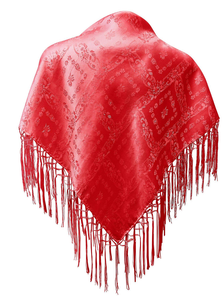 Seidentuch Dirndl-Trachtentuch Tuch hell-rot 75x75cm Dirndltuch Seide Fransentuch für Tracht Trachte