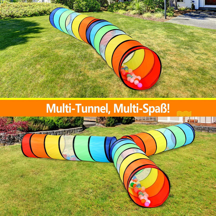 Wilwolfer Tunnel für Kinder - Spielzelt für Draussen mit Mesh-Seiten - 180cm Tunnel für Kinder motor