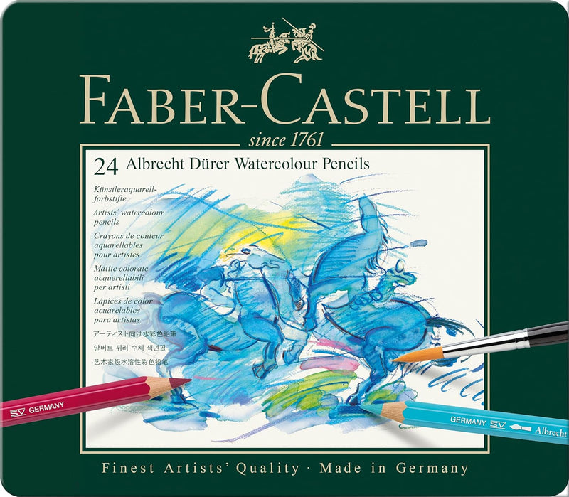 Faber-Castell 117524 - Aquarellstifte Albrecht Dürer, 24er Metalletui 24 Stück (1er Pack) Metalletui