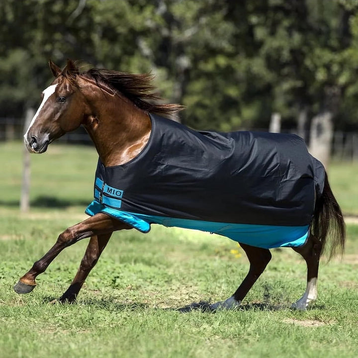 Horseware Mio T/O Lite Turnout Decke wasserdicht Black/Turq & Black HW 20 5'6, 5'6