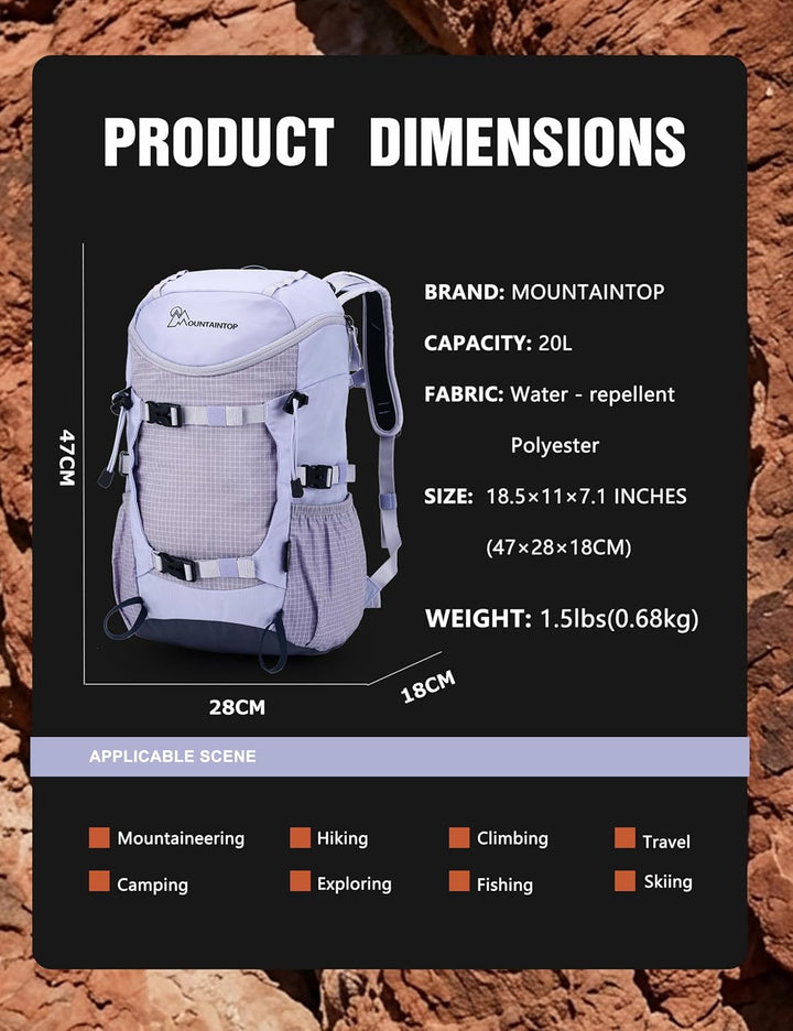 Mountaintop 20L Wanderrucksack Herren Damen Trekkingrucksack Reiserucksack Outdoor Rucksack Trekking