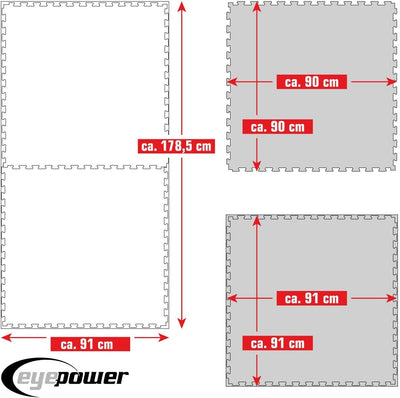 eyepower Extra-Dick: 2,5cm Fitnessmatte 1,6qm - 2er Set 90x90cm Bodenschutzmatte Fitness - Kraftstat