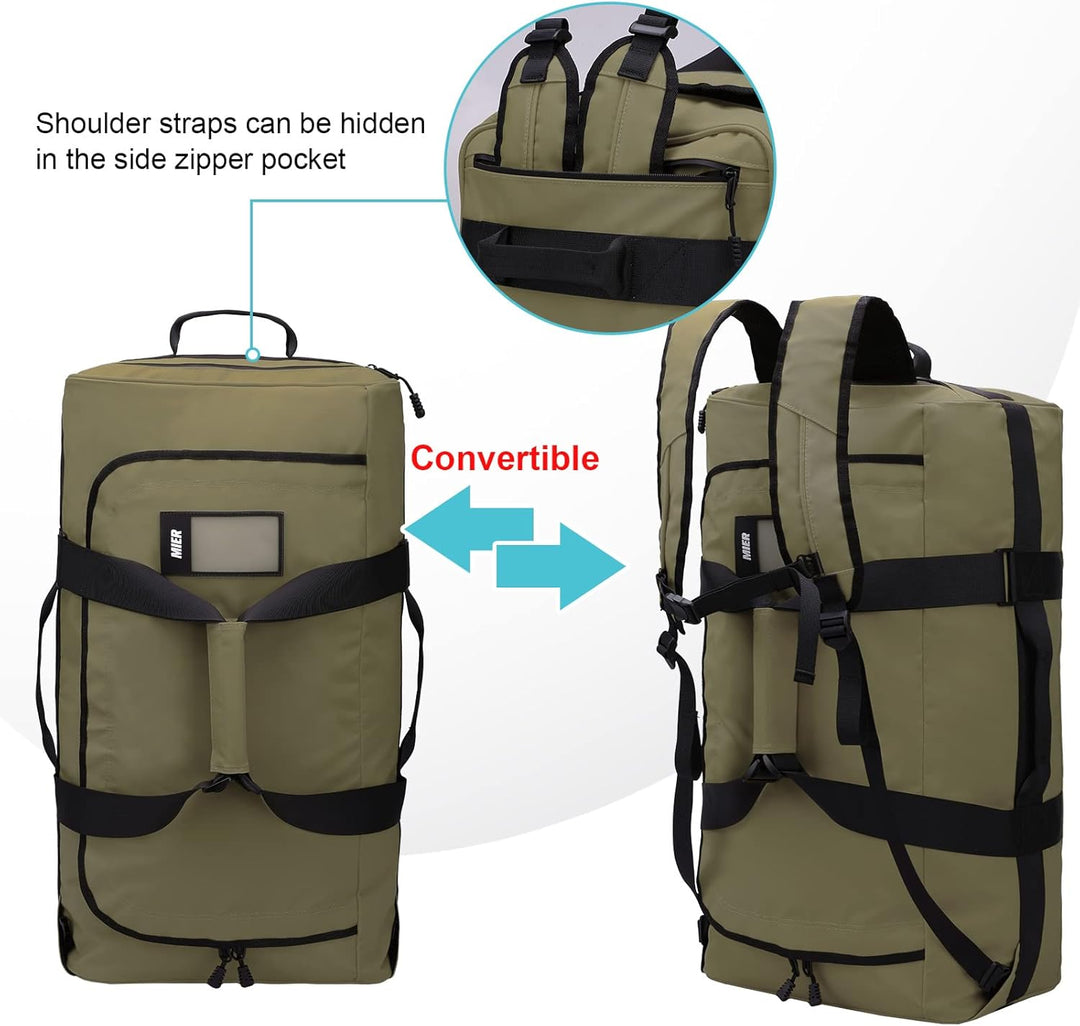MIER Sporttasche Herren Wasserresistente Reisetasche 60L gross Heavy Duty Convertible Sportrucksack