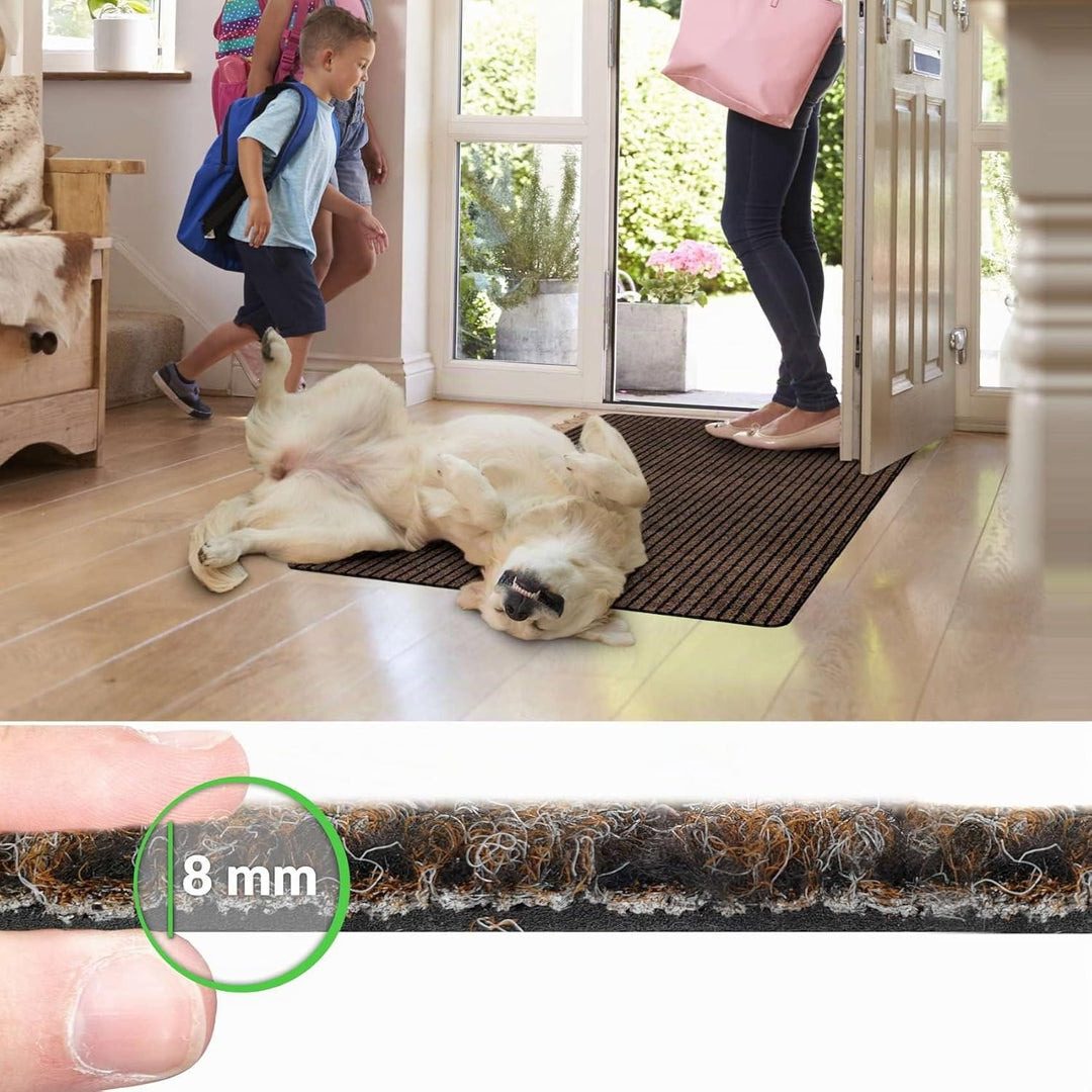 ANRO Schmutzfangmatte Mischa Braun 120 x 80 cm – grosse rutschfeste Bodenmatte für innen &amp; aussen |