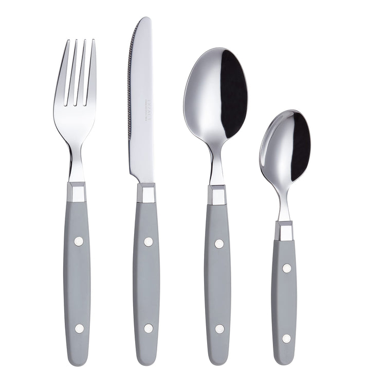 EXZACT Besteckset 24-teilig Edelstahl - mit Niet-Bastelgriffen/Besteck im Retro-Stil - 6 x Essgabeln