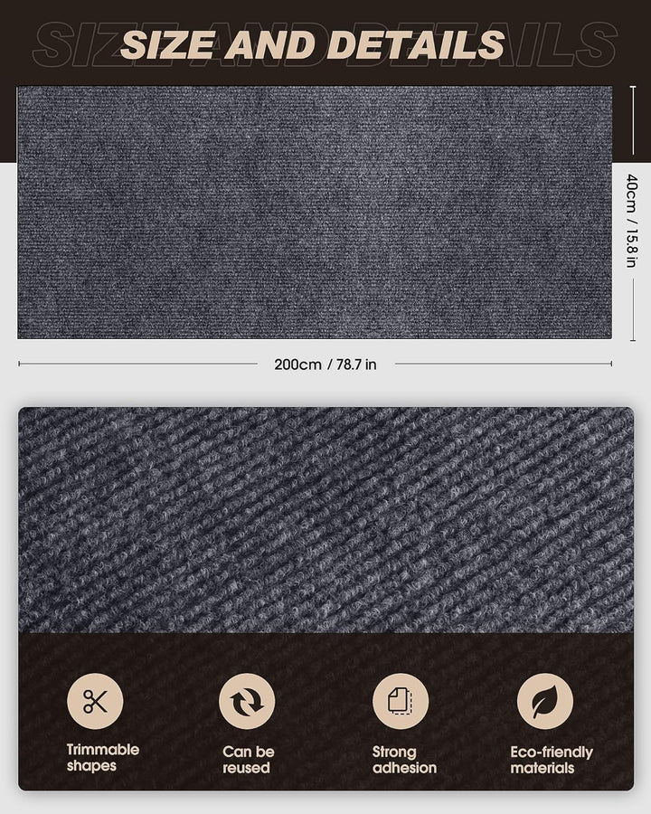 200cmx40cm Kratzmatte Selbstklebend für Katzen, DIY Kratzschutz Sofa, Kratzteppich, Kratzbretter für
