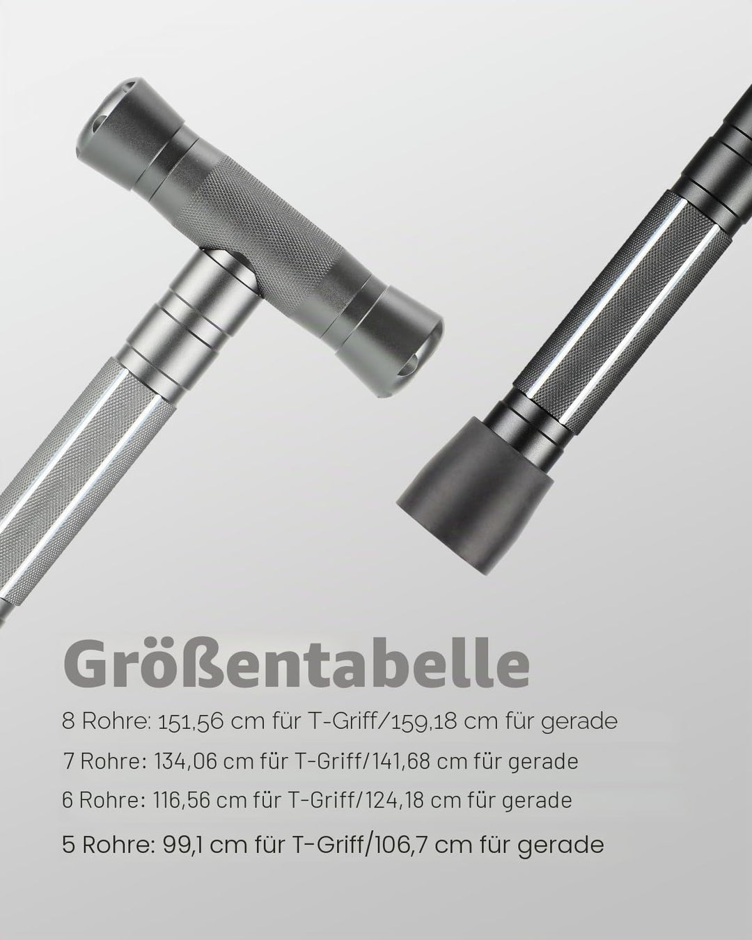 aiGear Wanderstöcke 5/6/7/8 Rohres Schwarz Aluminium mit 3 Wandern Zubehörs Grau ‎5 Tubes/39", Grau