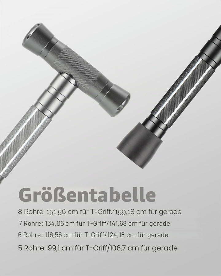 aiGear Wanderstöcke 5/6/7/8 Rohres Schwarz Aluminium mit 3 Wandern Zubehörs Grau ‎5 Tubes/39", Grau