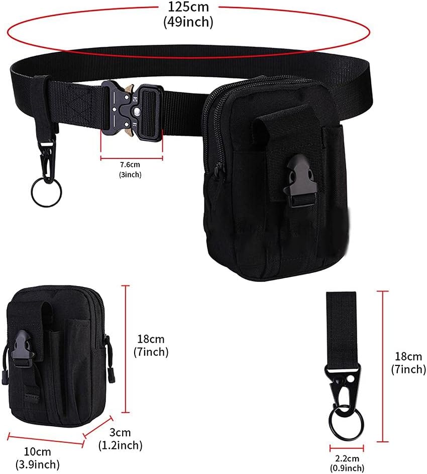 Fencelly Dicker Nylon-Gürtel, multifunktionaler taktischer Outdoor-Bund mit Hüfttasche, verstellbare